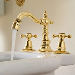 Viadurini Bathroom Bidetarmaturen-Vintage 3-Loch-Bidetarmaturen aus Vintage-Messing Made in Italy - Ursula