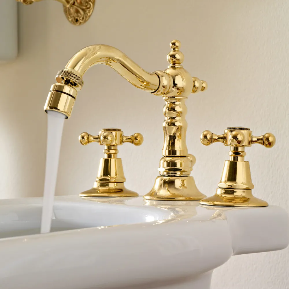 Viadurini Bathroom Bidetarmaturen-Vintage 3-Loch-Bidetarmaturen aus Vintage-Messing Made in Italy - Ursula
