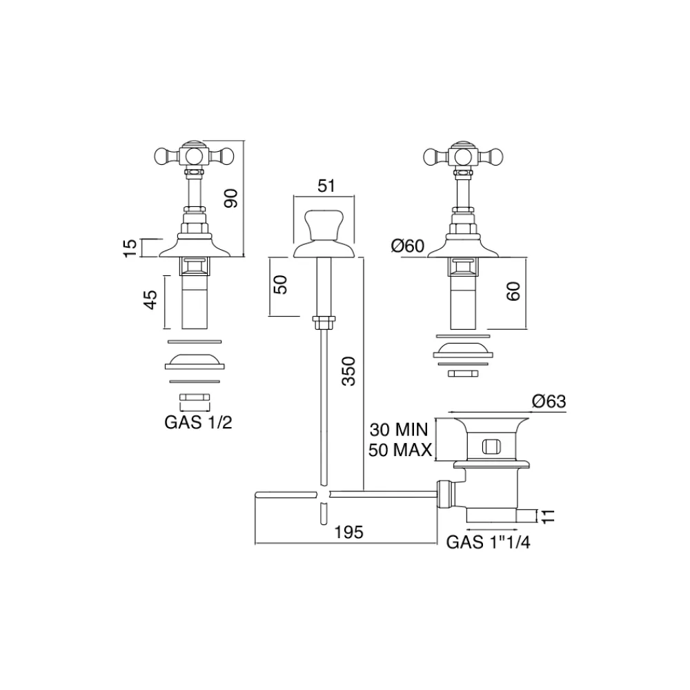 Viadurini Bathroom Bidetarmaturen-Vintage Messing Design Bidet Wasserhahn mit interner Lieferung - Elisea