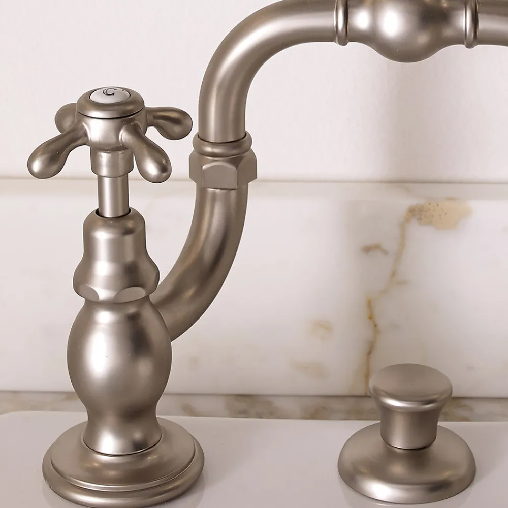 Viadurini Bathroom Waschbeckenarmaturen-Vintage Mischergruppe für Brückenwaschbecken aus Messing Made in Italy - Klarisa