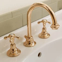 Viadurini Bathroom Waschbeckenarmaturen-Vintage Waschtischarmatur aus Messing 3 Löcher Made in Italy - Klarisa