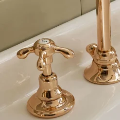 Viadurini Bathroom Waschbeckenarmaturen-Vintage Waschtischarmatur aus Messing 3 Löcher Made in Italy - Klarisa