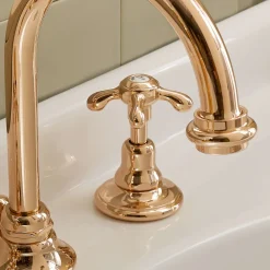 Viadurini Bathroom Waschbeckenarmaturen-Vintage Waschtischarmatur aus Messing 3 Löcher Made in Italy - Klarisa