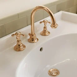 Viadurini Bathroom Waschbeckenarmaturen-Vintage Waschtischarmatur aus Messing 3 Löcher Made in Italy - Klarisa