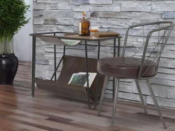 Viadurini Living Moderne Couchtische-Vintage Zeitungstisch aus Eisen und Kunstleder - Merica