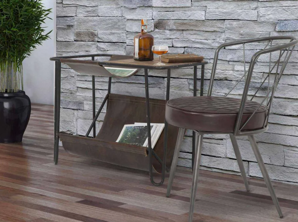 Viadurini Living Moderne Couchtische-Vintage Zeitungstisch aus Eisen und Kunstleder - Merica