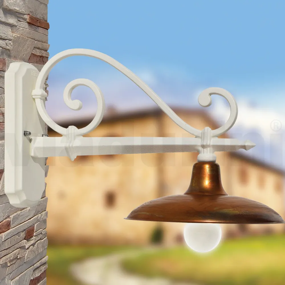 Viadurini Lighting Garten-Wandlampen-Vintage-Außenwandleuchte aus Aluminium und Messing, hergestellt in Italien – Adela