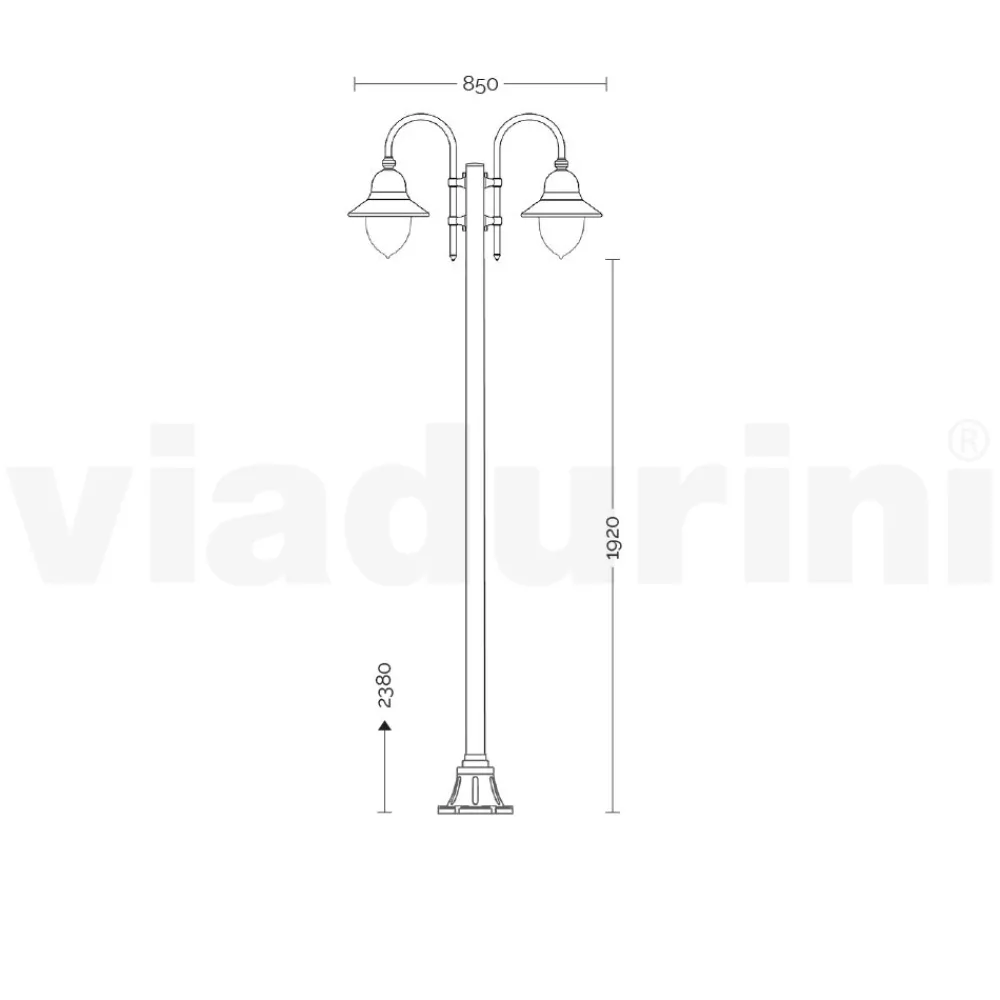 Viadurini Lighting Gartenlampion-Vintage-Gartenlampe mit 2 Lichtern aus Aluminium, hergestellt in Italien – Cassandra