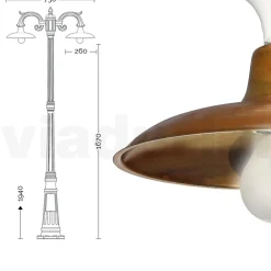Viadurini Lighting Gartenlampion-Vintage-Lampe aus Aluminium mit Diffusor aus Messing, hergestellt in Italien – Adela