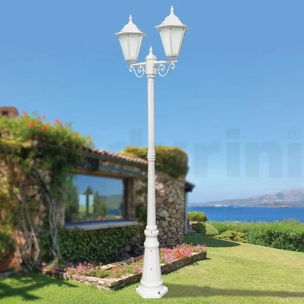 Viadurini Lighting Gartenlampion-Vintage-Lampe mit 2 Lichtern aus weißem Aluminium, hergestellt in Italien – Terella