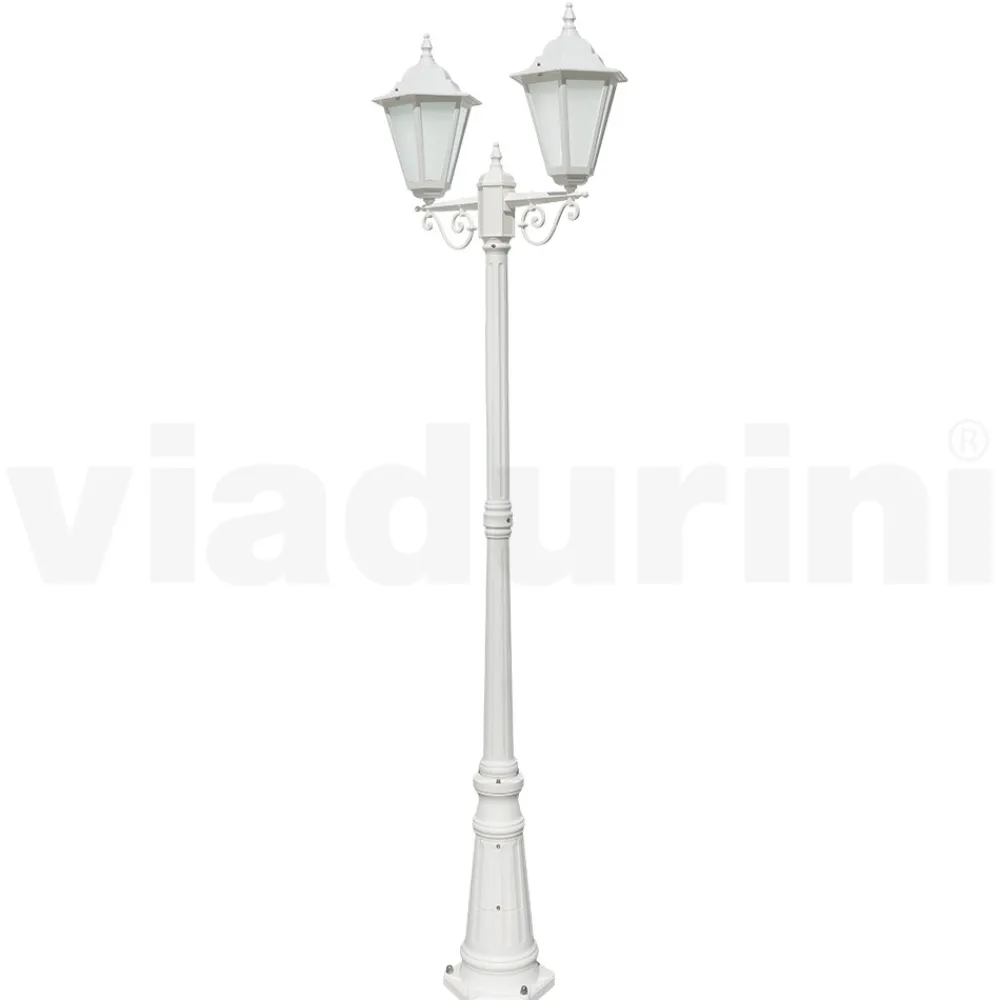 Viadurini Lighting Gartenlampion-Vintage-Lampe mit 2 Lichtern aus weißem Aluminium, hergestellt in Italien – Terella