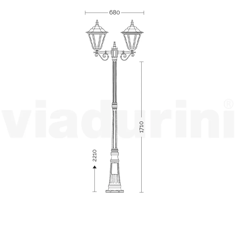Viadurini Lighting Gartenlampion-Vintage-Lampe mit 2 Lichtern aus weißem Aluminium, hergestellt in Italien – Terella