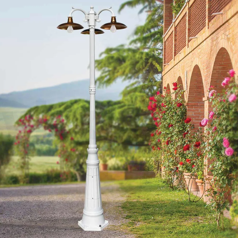 Viadurini Lighting Gartenlampion-Vintage-Lampe mit 3 Lichtern aus Aluminium und Messing, hergestellt in Italien – Adela