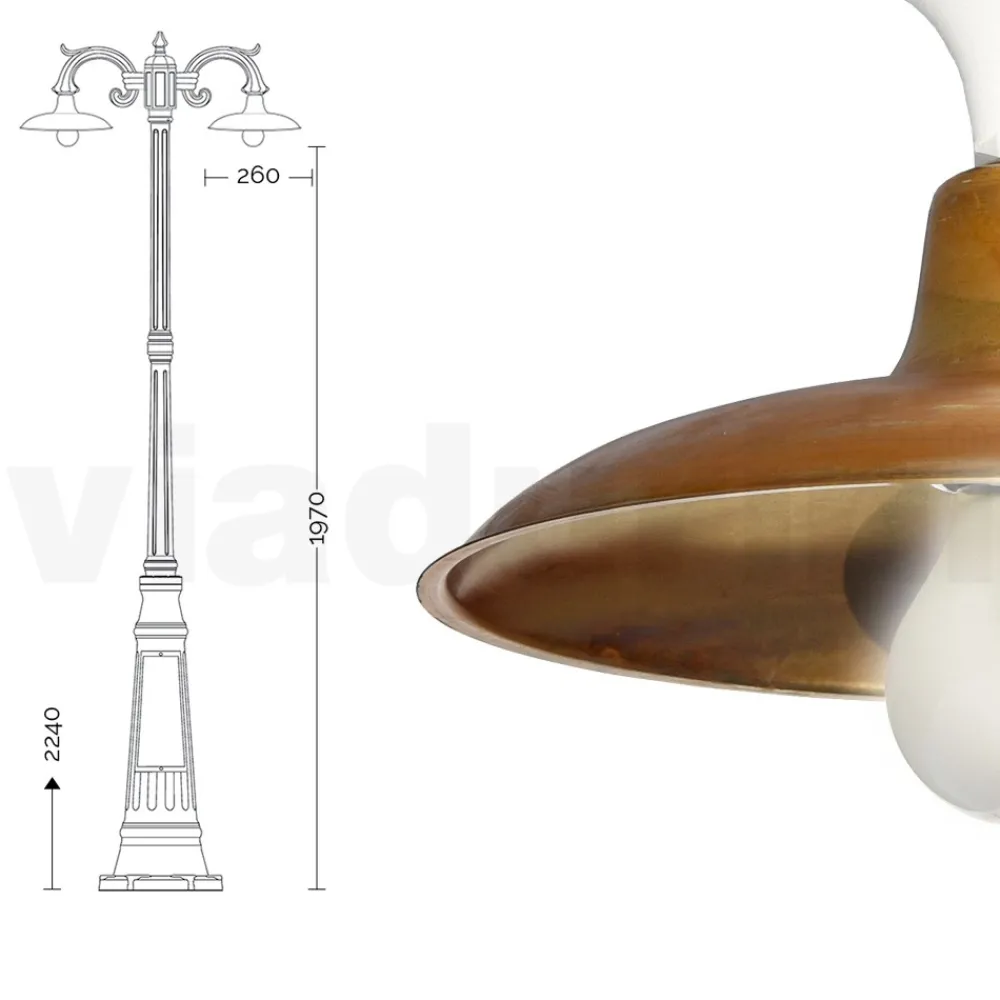 Viadurini Lighting Gartenlampion-Vintage-Lampe mit 3 Lichtern aus Aluminium und Messing, hergestellt in Italien – Adela