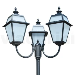 Viadurini Lighting Gartenlampion-Vintage-Laternenpfahl mit 3 Lichtern aus Aluminium und Glas, hergestellt in Italien – Vivian