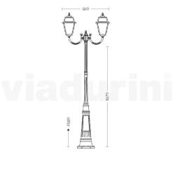 Viadurini Lighting Gartenlampion-Vintage-Laternenpfahl mit 2 Lichtern aus Aluminium und Glas, hergestellt in Italien – Doroty