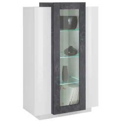 Viadurini Living Vitrinen-Vitrine 3 Türen Wohnzimmer Weiß und Anthrazit Holz, Zement oder Ahorn - Therese