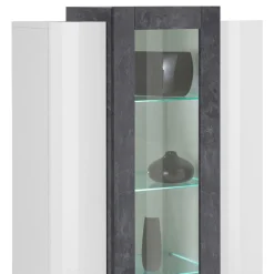 Viadurini Living Vitrinen-Vitrine 3 Türen Wohnzimmer Weiß und Anthrazit Holz, Zement oder Ahorn - Therese