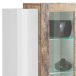 Viadurini Living Vitrinen-Vitrine 3 Türen Wohnzimmer Weiß und Anthrazit Holz, Zement oder Ahorn - Therese