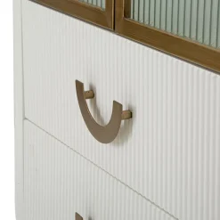 Viadurini Living Vitrinen-Vitrine aus Holz mit Aufsatz und abgerundeten Einsätzen mit 2 Türen und 2 Schubladen - Rachel