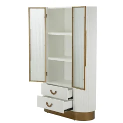 Viadurini Living Vitrinen-Vitrine aus Holz mit Aufsatz und abgerundeten Einsätzen mit 2 Türen und 2 Schubladen - Rachel