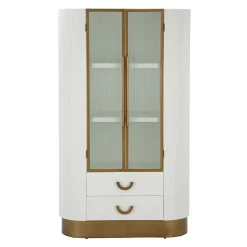 Viadurini Living Vitrinen-Vitrine aus Holz mit Aufsatz und abgerundeten Einsätzen mit 2 Türen und 2 Schubladen - Rachel