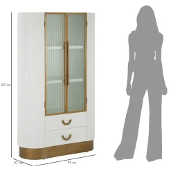 Viadurini Living Vitrinen-Vitrine aus Holz mit Aufsatz und abgerundeten Einsätzen mit 2 Türen und 2 Schubladen - Rachel