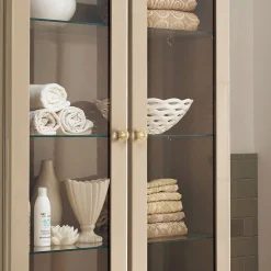 Viadurini Bathroom Badmöbel Stehend-Vitrine komplett mit zwei Türen und drei Glasböden, hergestellt in Italien – Candy