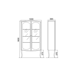 Viadurini Bathroom Badmöbel Stehend-Vitrine komplett mit zwei Türen und drei Glasböden, hergestellt in Italien – Candy