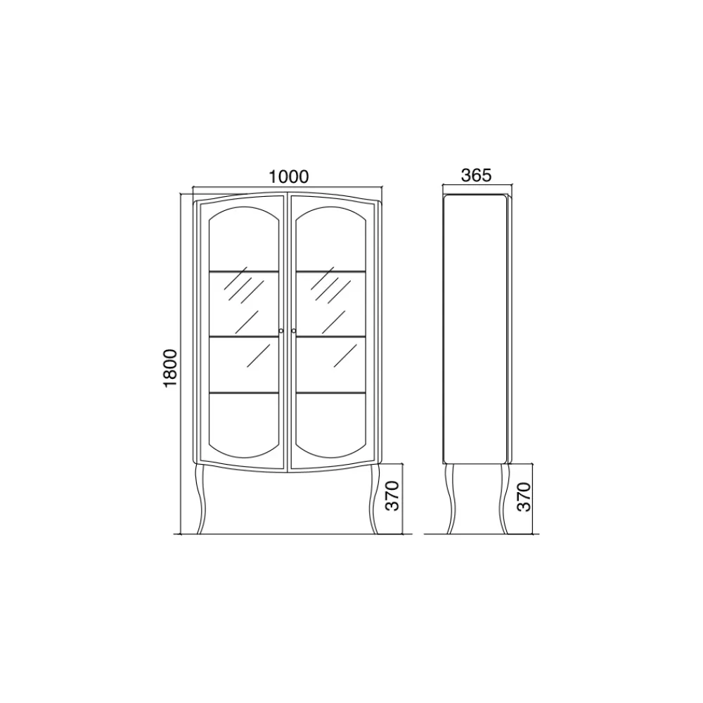 Viadurini Bathroom Badmöbel Stehend-Vitrine komplett mit zwei Türen und drei Glasböden, hergestellt in Italien – Candy
