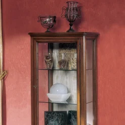 Viadurini Classic Vitrinen-Vitrine mit 1 Schublade, 1 Tür und Glasböden, hergestellt in Italien – Anansi