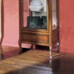 Viadurini Classic Vitrinen-Vitrine mit 1 Schublade, 1 Tür und Glasböden, hergestellt in Italien – Anansi