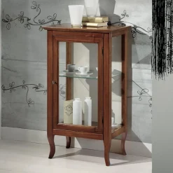 Viadurini Classic Vitrinen-Vitrine mit Glasböden und gepolsterter Rückseite, hergestellt in Italien – Assur