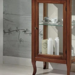 Viadurini Classic Vitrinen-Vitrine mit Glasböden und gepolsterter Rückseite, hergestellt in Italien – Assur