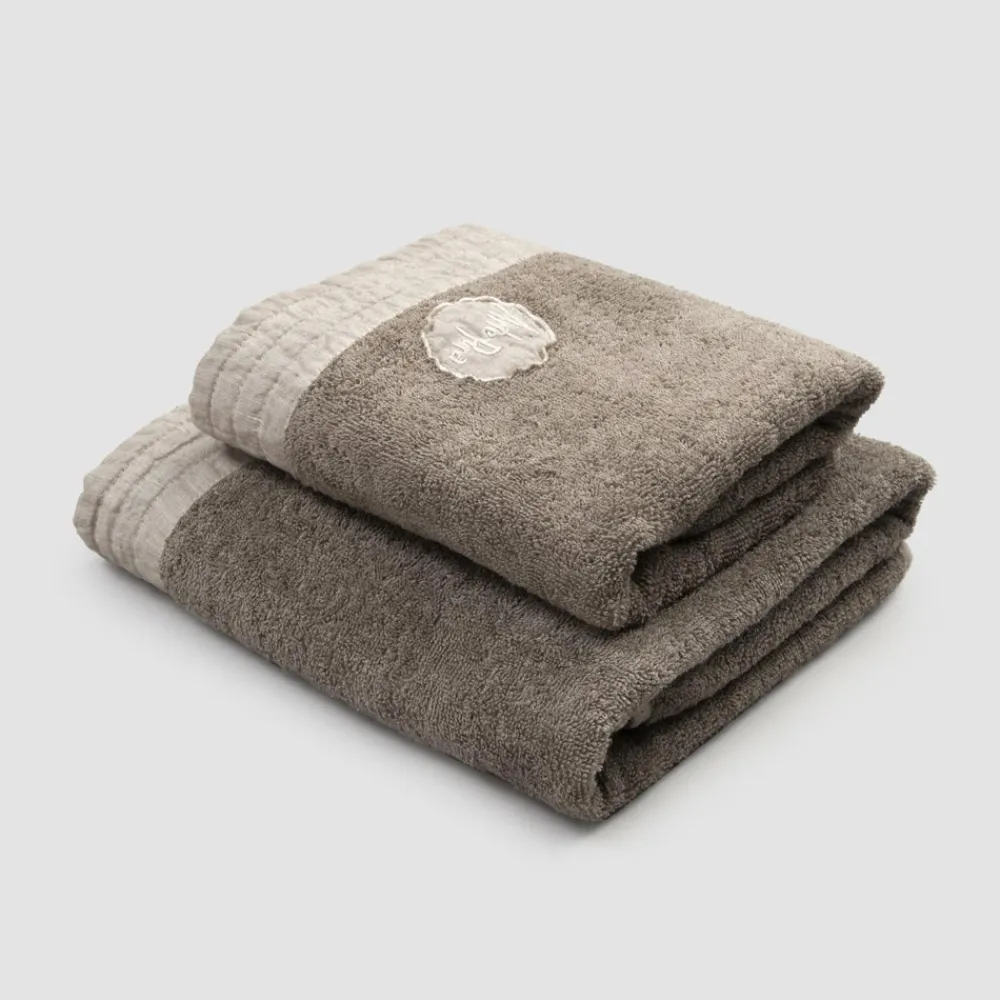 Viadurini Textile Handtücher-Vollgesichtshandtuch und Gästetuch in Terry und Leinenmischung - Kelim