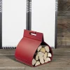 Viadurini Leather Kaminholzständer Aus Leder Und Kunstleder-Vollständig abgedeckte Holztasche und in Italien hergestellter Blechsockel