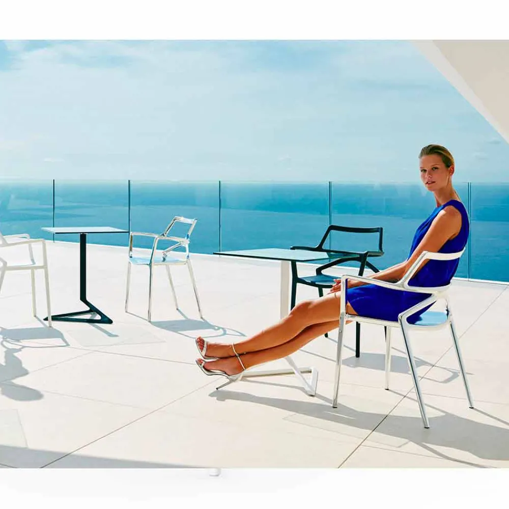 Vondom Gartenstühle Kunststoff-Delta Outdoor Stuhl aus Polypropylen, modernes Design, 4 Stück