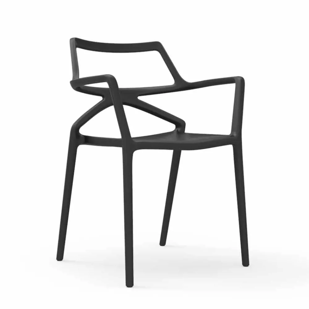 Vondom Gartenstühle Kunststoff-Delta Outdoor Stuhl aus Polypropylen, modernes Design, 4 Stück