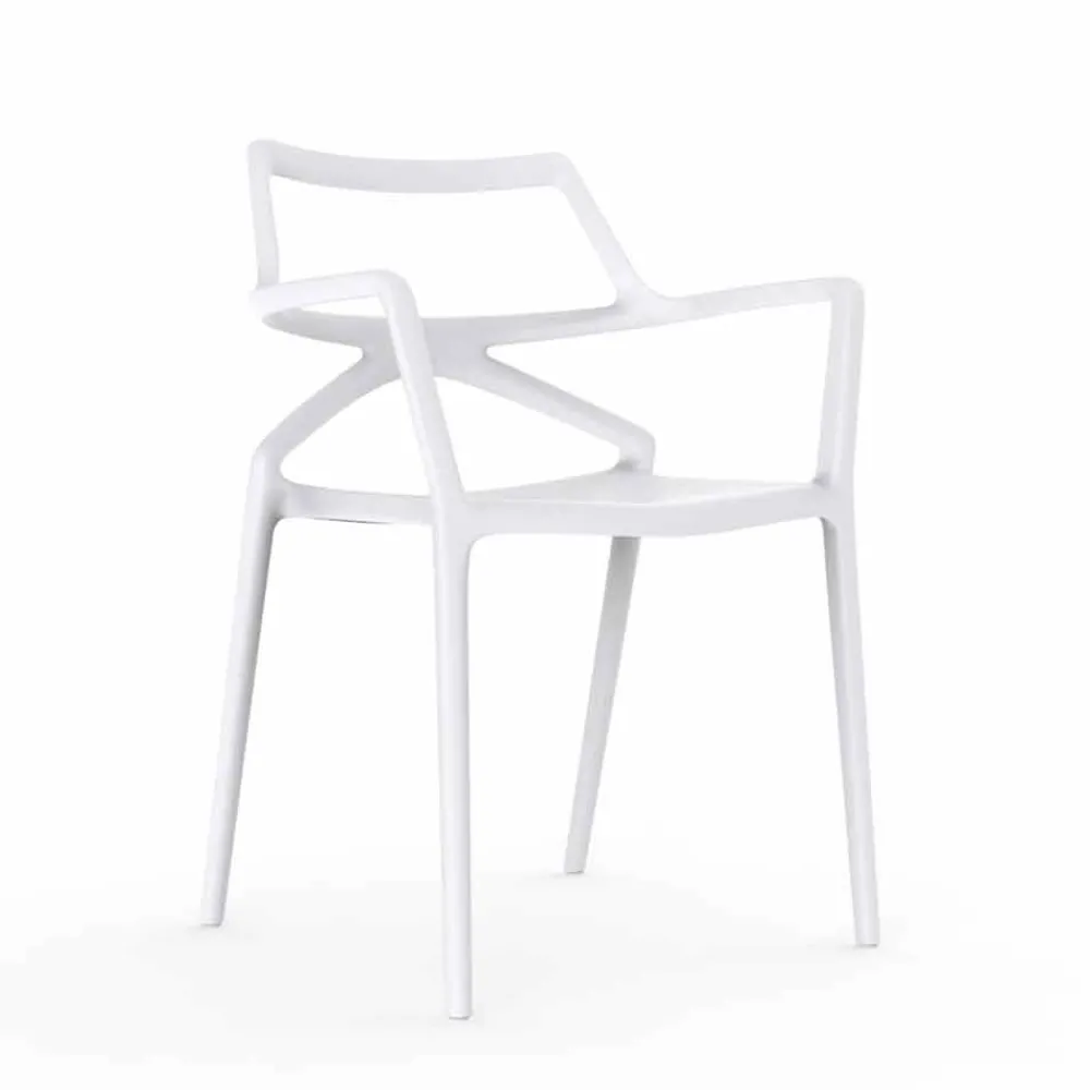 Vondom Gartenstühle Kunststoff-Delta Outdoor Stuhl aus Polypropylen, modernes Design, 4 Stück