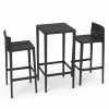 Vondom Garten Beistelltisch-Spritz Outdoor-Set mit Tisch und 2 schwarzen Hockern, modernes Design