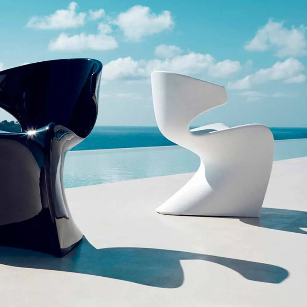 Vondom Gartenstühle Kunststoff-Wing moderner Outdoor-Sessel aus Polyethylen, 50x56xH74 cm