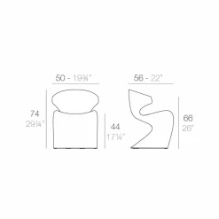 Vondom Gartenstühle Kunststoff-Wing moderner Outdoor-Sessel aus Polyethylen, 50x56xH74 cm