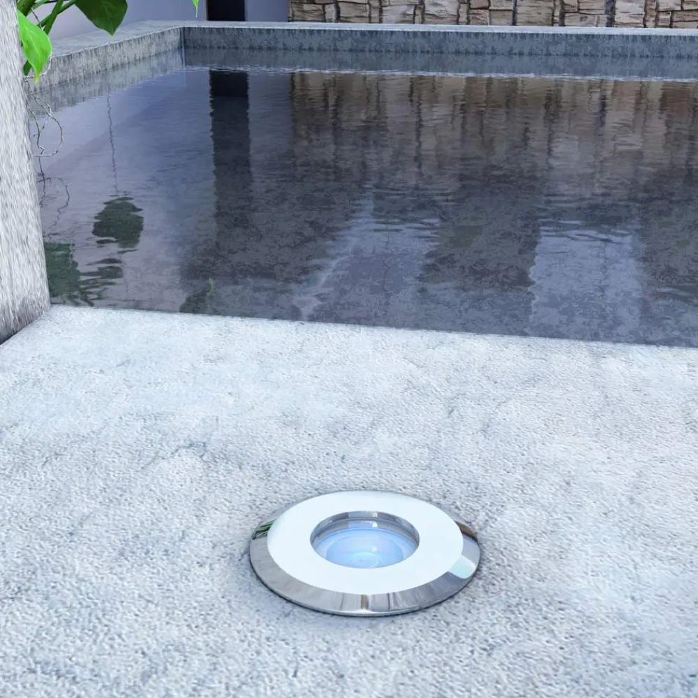 Viadurini Lighting Gartenlampion-2W Outdoor Runder LED-Bodenstrahler aus Edelstahl 316, 4 Stück - Solina