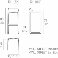 Vondom Outdoor Hocker-Wallstreet Outdoor Hocker von aus Polypropylen mit Glasfaser, 2 Stücke