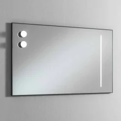 Viadurini Bathroom Badspiegel-Wand Badezimmerspiegel mit 2 Glühbirnen und schwarzem Rahmen Made in Italy - Rahmen