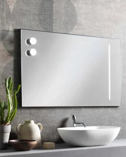 Viadurini Bathroom Badspiegel-Wand Badezimmerspiegel mit 2 Glühbirnen und schwarzem Rahmen Made in Italy - Rahmen