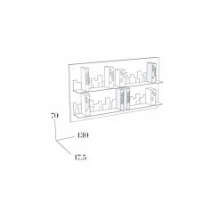 Mabele Moderne Design Bücherregale-Wand Bücherschrank vom Design Maße 130x70 , modell Skyline, handgefertigt