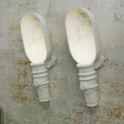 Viadurini Lighting Design Wandleuchten-Wandapplikation in mattweißem Keramikdesign mit dekorativen Blumen - Fluxo