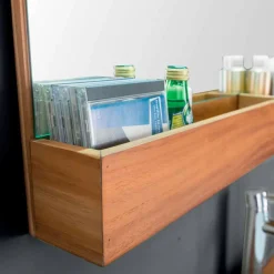 Viadurini Bathroom Wandspiegel|Badspiegel-Wand-Badezimmerspiegel aus natürlichem Teakholz mit Aufbewahrungsfach - Palima