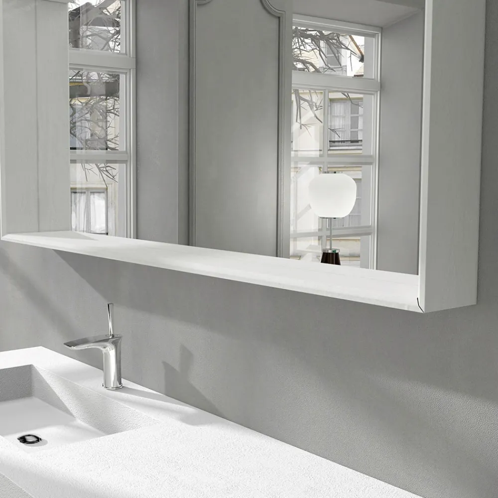 Viadurini Bathroom Wandspiegel-Wand-Badezimmerspiegel mit LED-Licht und Holzrahmen Made in Italy - Geppio